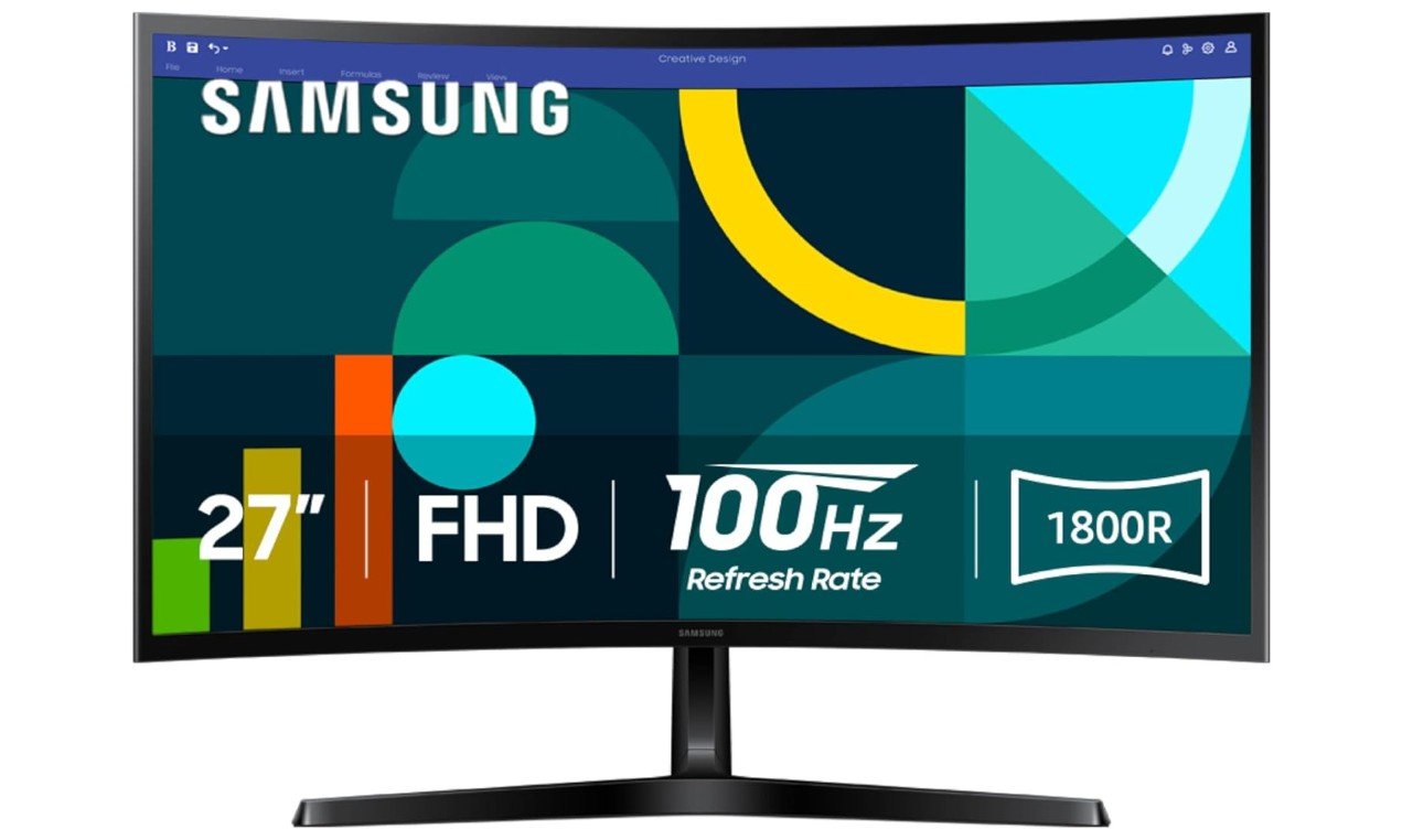 Samsung 27 inch Essential S3 (S36GD) Series FHD 1800R Curved Computer Monitor