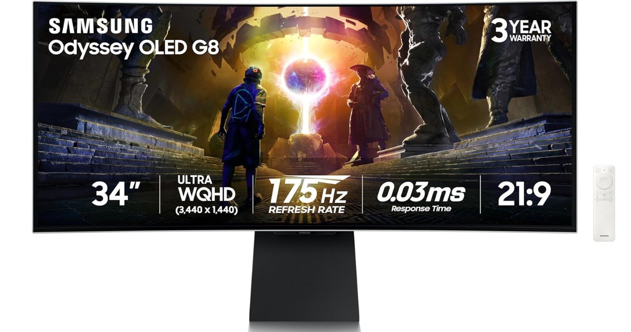 Samsung 34 inch Odyssey OLED G8 (G85SD) Curved Gaming Monitor